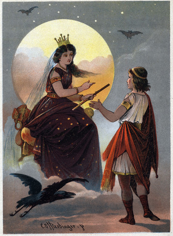 Illustration of Tamino and the Queen of the Night by Carl Offterdinger
