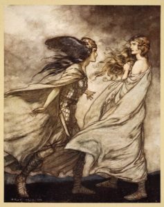 The ring upon thy hand - ah be implored! For Wotan fling it away! by Arthur Rackham