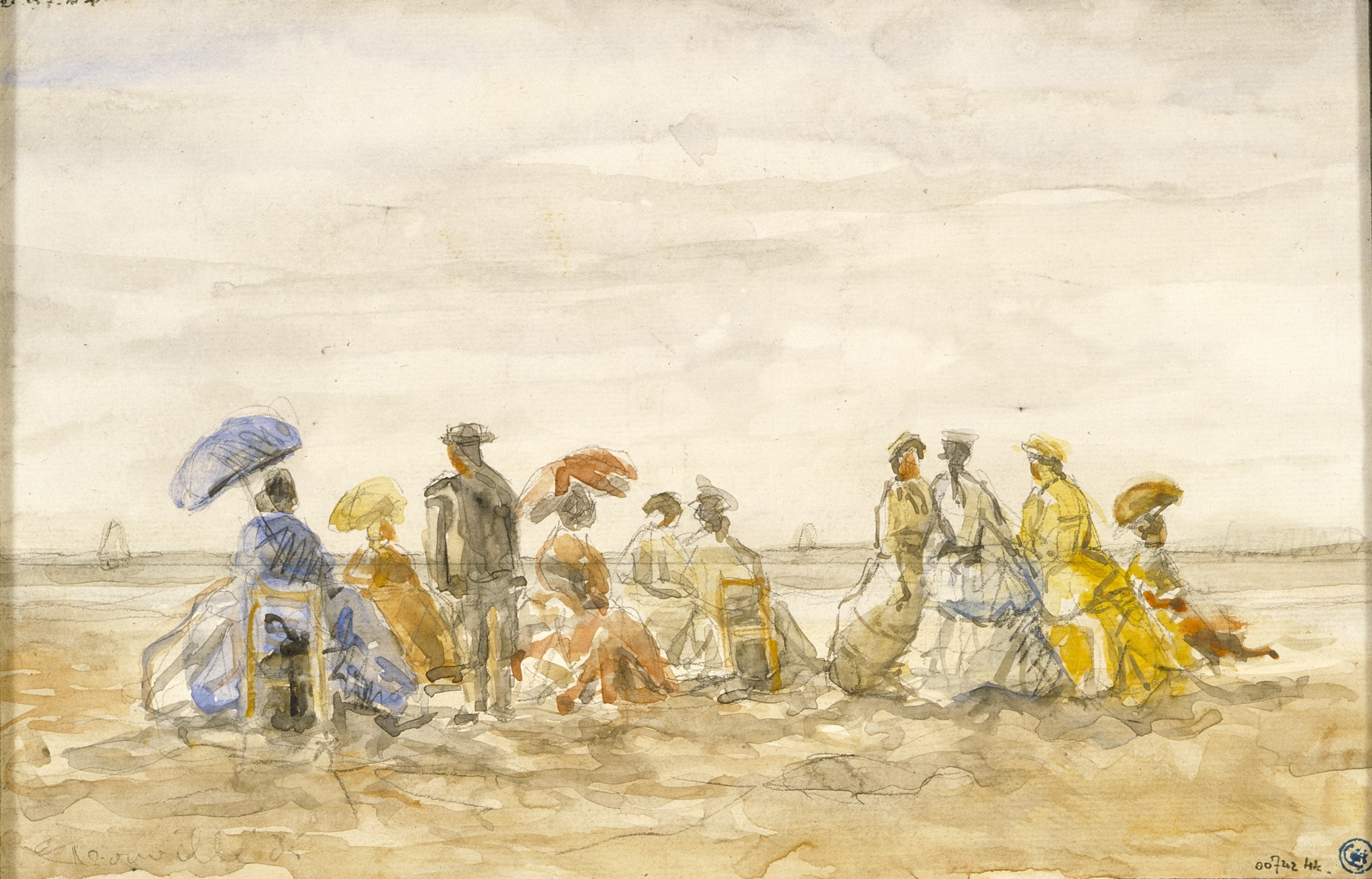 Figures on the Beach at Trouville by Eugene Louis Boudin via Wiki Commons